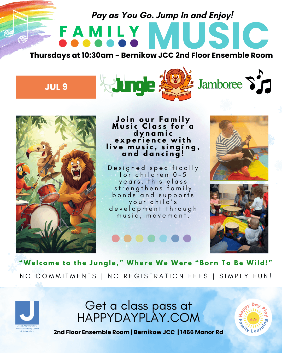 Family Music Class: JUNGLE JAMBOREE, Ages 0 to 5